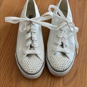 White Studded Skechers Sneakers